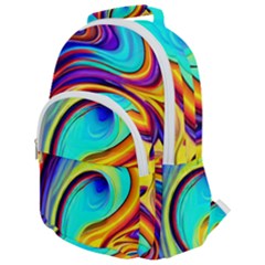 Fluid Art Pattern Rounded Multi Pocket Backpack by GardenOfOphir