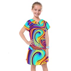 Fluid Art Pattern Kids  Drop Waist Dress by GardenOfOphir