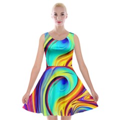 Fluid Art Pattern Velvet Skater Dress by GardenOfOphir