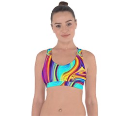 Fluid Art Pattern Cross String Back Sports Bra by GardenOfOphir