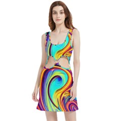 Fluid Art Pattern Velour Cutout Dress by GardenOfOphir