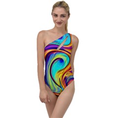 Fluid Art Pattern To One Side Swimsuit by GardenOfOphir