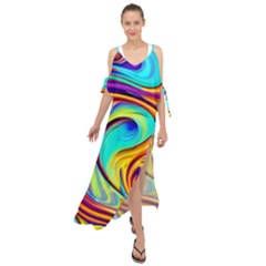 Fluid Art Pattern Maxi Chiffon Cover Up Dress by GardenOfOphir