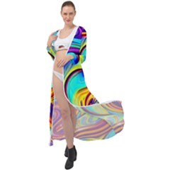 Fluid Art Pattern Maxi Chiffon Beach Wrap by GardenOfOphir