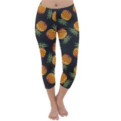 Pineapple Background Pineapple Pattern Capri Winter Leggings  by Wegoenart