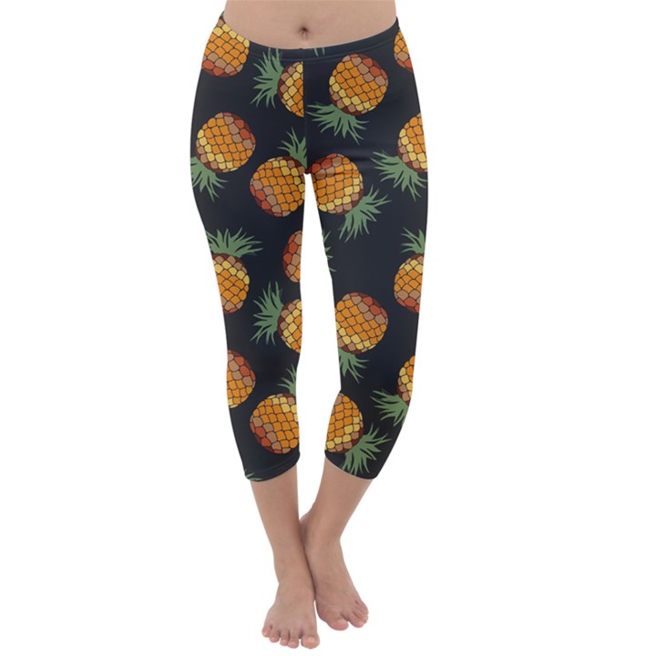 Pineapple Background Pineapple Pattern Capri Winter Leggings 