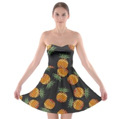 Pineapple Background Pineapple Pattern Strapless Bra Top Dress by Wegoenart