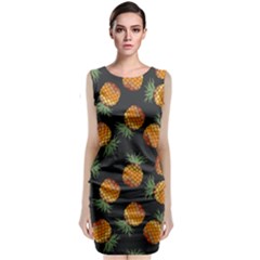 Pineapple Background Pineapple Pattern Sleeveless Velvet Midi Dress by Wegoenart