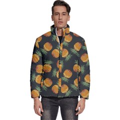 Pineapple Background Pineapple Pattern Men s Puffer Bubble Jacket Coat by Wegoenart