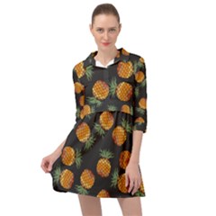 Pineapple Background Pineapple Pattern Mini Skater Shirt Dress by Wegoenart