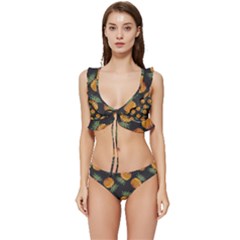 Pineapple Background Pineapple Pattern Low Cut Ruffle Edge Bikini Set