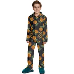 Pineapple Background Pineapple Pattern Kids  Long Sleeve Velvet Pajamas Set by Wegoenart