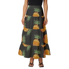 Pineapple Background Pineapple Pattern Tiered Ruffle Maxi Skirt