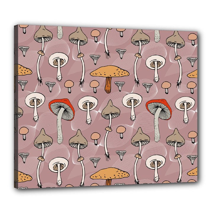 Mushrooms Autumn Fall Pattern Seamless Decorative Canvas 24  x 20  (Stretched)