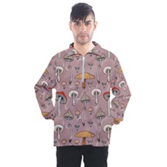 Mushrooms Autumn Fall Pattern Seamless Decorative Men s Half Zip Pullover by Wegoenart