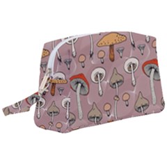 Mushrooms Autumn Fall Pattern Seamless Decorative Wristlet Pouch Bag (large) by Wegoenart