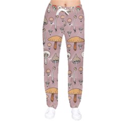 Mushrooms Autumn Fall Pattern Seamless Decorative Women Velvet Drawstring Pants