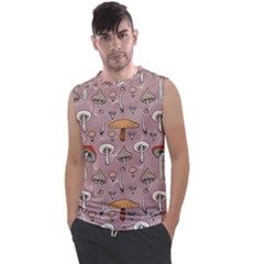 Mushrooms Autumn Fall Pattern Seamless Decorative Men s Regular Tank Top by Wegoenart