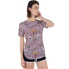 Mushrooms Autumn Fall Pattern Seamless Decorative Perpetual Short Sleeve T-shirt by Wegoenart