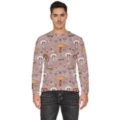 Mushrooms Autumn Fall Pattern Seamless Decorative Men s Fleece Sweatshirt by Wegoenart