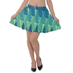 Christmas Trees Pattern Digital Paper Seamless Velvet Skater Skirt