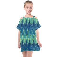 Christmas Trees Pattern Digital Paper Seamless Kids  One Piece Chiffon Dress