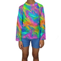 Marble Art Pattern Kids  Long Sleeve Swimwear by GardenOfOphir