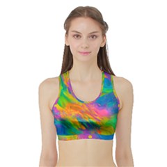 Marble Art Pattern Sports Bra With Border by GardenOfOphir