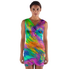 Marble Art Pattern Wrap Front Bodycon Dress by GardenOfOphir