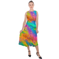 Marble Art Pattern Midi Tie-back Chiffon Dress by GardenOfOphir