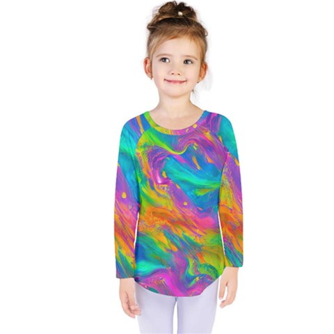 Marble Art Pattern Kids  Long Sleeve Tee by GardenOfOphir