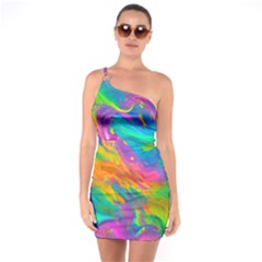 Marble Art Pattern One Soulder Bodycon Dress by GardenOfOphir