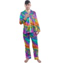 Marble Art Pattern Men s Long Sleeve Satin Pajamas Set View1