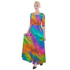 Marble Art Pattern Half Sleeves Maxi Dress by GardenOfOphir