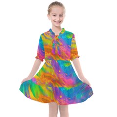 Marble Art Pattern Kids  All Frills Chiffon Dress by GardenOfOphir