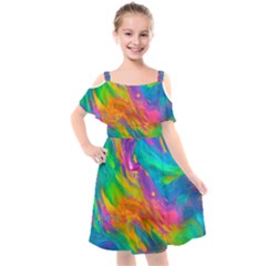 Marble Art Pattern Kids  Cut Out Shoulders Chiffon Dress by GardenOfOphir