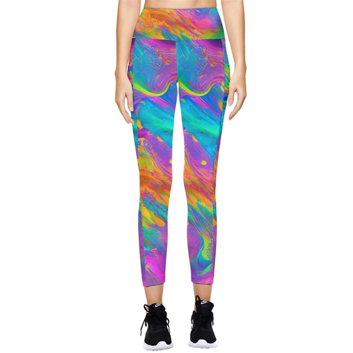 Marble Art Pattern Pocket Leggings 