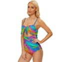 Marble Art Pattern Knot Front One-Piece Swimsuit View2