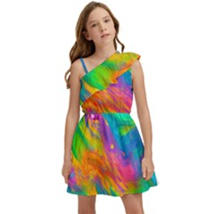 Marble Art Pattern Kids  One Shoulder Party Dress by GardenOfOphir