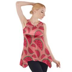 Watermelon Red Food Fruit Healthy Summer Fresh Side Drop Tank Tunic by Wegoenart