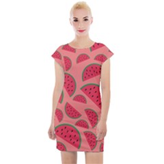 Watermelon Red Food Fruit Healthy Summer Fresh Cap Sleeve Bodycon Dress by Wegoenart