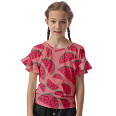 Watermelon Red Food Fruit Healthy Summer Fresh Kids  Cut Out Flutter Sleeves by Wegoenart