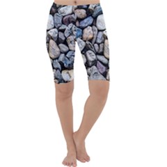 Stone Texture Nature Background Rocks Pebbles Cropped Leggings  by Wegoenart