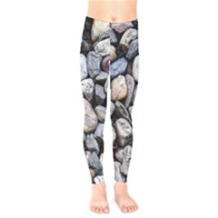 Stone Texture Nature Background Rocks Pebbles Kids  Leggings by Wegoenart