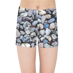 Stone Texture Nature Background Rocks Pebbles Kids  Sports Shorts by Wegoenart