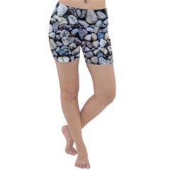 Stone Texture Nature Background Rocks Pebbles Lightweight Velour Yoga Shorts by Wegoenart