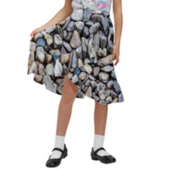 Stone Texture Nature Background Rocks Pebbles Kids  Ruffle Flared Wrap Midi Skirt by Wegoenart