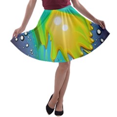 Liquid Background A-line Skater Skirt by GardenOfOphir