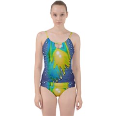 Liquid Background Cut Out Top Tankini Set by GardenOfOphir