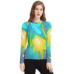 Liquid Background Women s Long Sleeve Rash Guard by GardenOfOphir